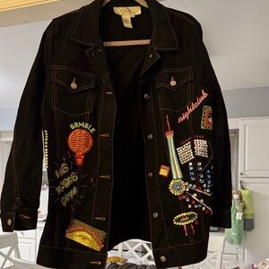 Embroidered Black Jean Jacket